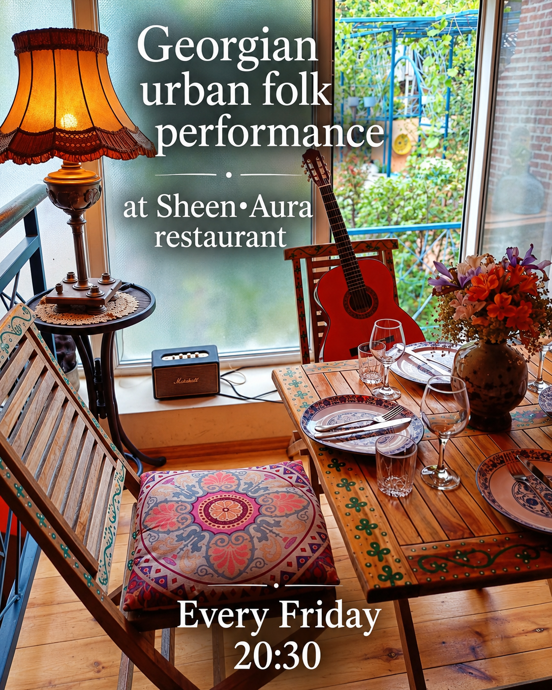 Georgian urban folk performance at Sheen•Aura — every Friday at 20:30